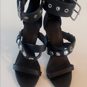 All Saints Black Heels with Silver Accents